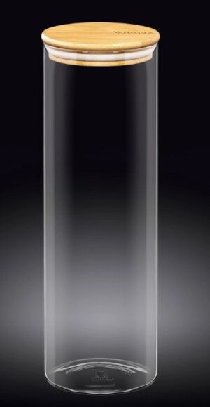 Банка для сыпучих продуктов Wilmax деревянная крышка 2000 мл, H 305 мм, D 100 мм артикул WL-888510/A
