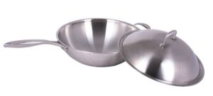 Сковорода WOK Indokor WIND36BL D 360 мм, H 115 мм нерж. сталь, с крышкой, с ручкой артикул A0519