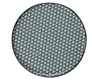 Блюдо для пиццы Башкирский фарфор Мезень Принц Треугольники D 320 мм, H 11 мм белое, черное артикул ИБП 03.320.Д1302:08