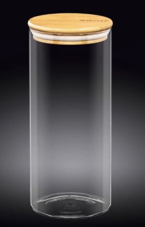 Банка для сыпучих продуктов Wilmax деревянная крышка 1500 мл, H 230 мм, D 100 мм артикул WL-888507/A
