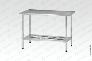 Стол производственный СПРн - 600*700*860 "Norma" (каркас полимер; полка-решетка, нерж. 430; ножка профильная, тр. 40*40)