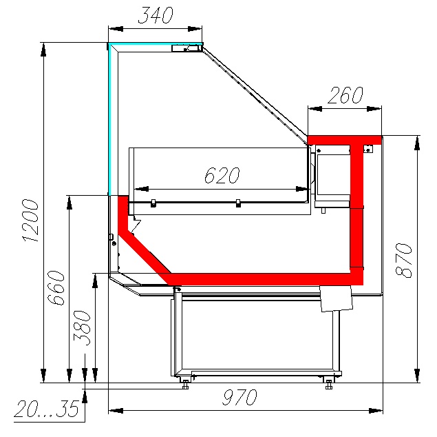 Витрина холодильная Carboma Palm 2 GC95 SL 1,2-1 0013-0430 (ВХСн-1,2) KombiLux