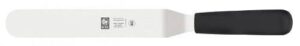 Лопатка кулинарная Icel 360 мм. изогнутая раб. часть 20,5*3,5 см. нерж. узкая с пластик. ручкой, черн. артикул 541.6006.20