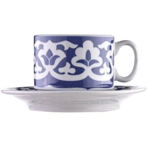 Чайная пара Добрушский фарфоровый завод «Экспресс-Восток»; 220мл, фарфор, белый, синий артикул 8C1048