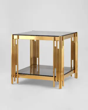 Журнальный столик 55*55 ГЭТСБИ золото стекло smoke