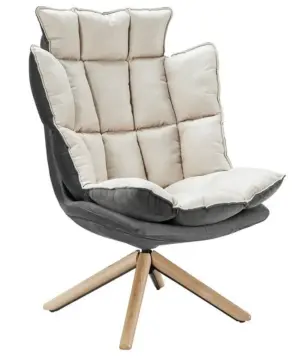 Мягкое лаунж кресло Рихтер бежевое на одной ножке