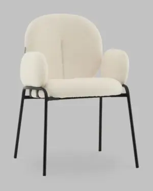 Стул с подлокотниками Моллек букле молочный