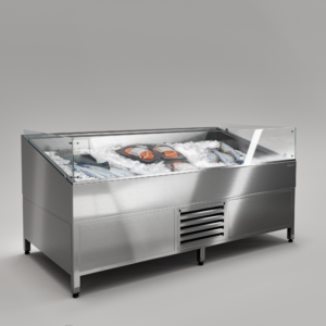 Витрина для выкладки рыбы на льду с охлаждением Финист VFg/1250