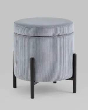 Пуф Дали с ящиком велюр серый на черных ножках