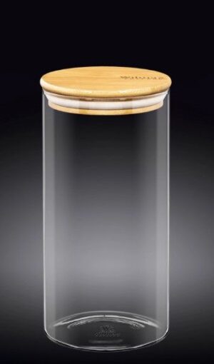 Банка для сыпучих продуктов Wilmax деревянная крышка 1300 мл, H 205 мм, D 100 мм артикул WL-888506/A