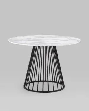 Стол обеденный Ливерпуль 110*110 белый мрамор черная ножка