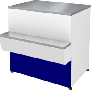 Прилавок Марихолодмаш П2629 Таир 1250 расчетно-кассовый неохлаждаемый (синий)