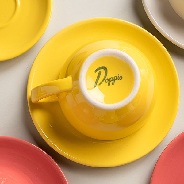 Чашка кофейная Doppio Пур-Амор фарфор 300мл D110/60, H65, L140мм, желт., белый артикул 11.23.1.1/yellow