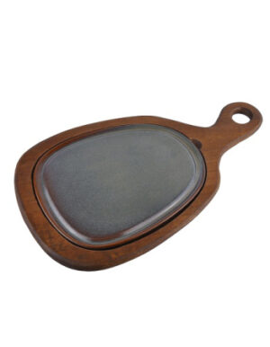 Блюдо для подачи Bonna Gloire 245х205 мм, H 25 мм, с ручкой, на дерев. подставке артикул