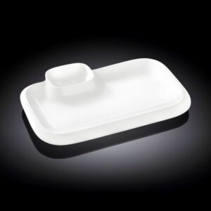 Блюдо для подачи Wilmax Teona 255х150 мм прямоугольное, с соусником, утолщенный край артикул 992574