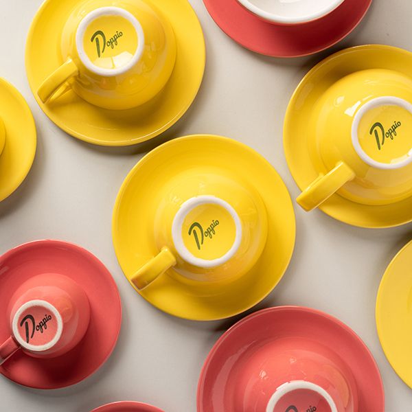 Чашка кофейная Doppio Пур-Амор фарфор 80мл D66/40, H55, L90мм, кораллов., белый артикул 11.21.1.1/coral