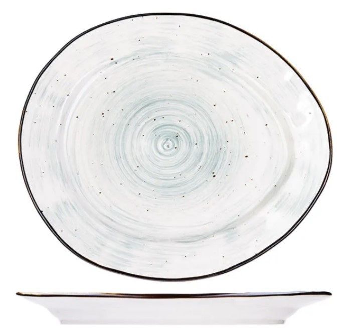 Тарелка KunstWerk Pastoral зеленая L 270 мм, B 230 мм, H 25 мм артикул P5226127-SH115