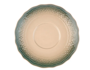 Блюдце KunstWerk Euphoria D 150/60 мм, H 20 мм, бежевый, зеленый артикул 17741F-XG/03025347