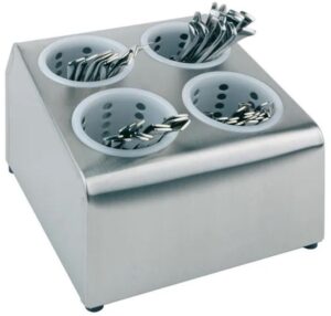 Подставка для столовых приборов APS 260х300 мм, H 200 мм, 4 емкости D 100 мм, пластик, нерж сталь артикул 11994