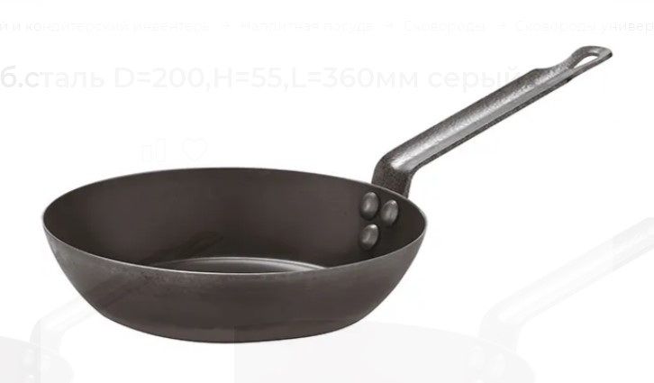 Сковорода Paderno D 200 мм, H 45 мм, L 360 мм артикул 11716-20