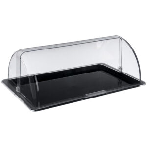 Поднос сервировочный Gastroplast GN 1/1 530х325 мм, поликарбонат, черный, с крышкой Roll-Top артикул 79333