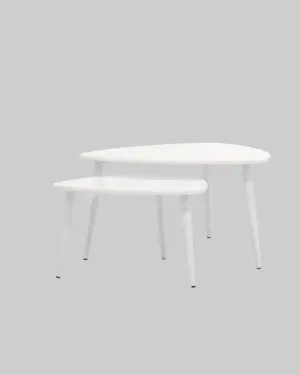 Набор журнальных столиков белых Агата 80 и 60 см