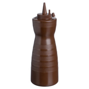 Емкость для соуса MGProf 700 мл, D 82 мм, H 238 мм, фигурная с крышкой, коричневая артикул 1748 корич