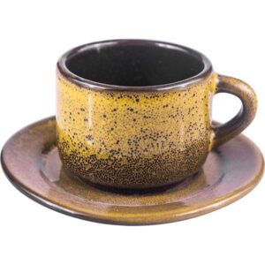 Кофейная пара Борисовская Керамика «Млечный путь салатовый» 80мл; фарфор, салатовый, черный артикул ФРФ88806363