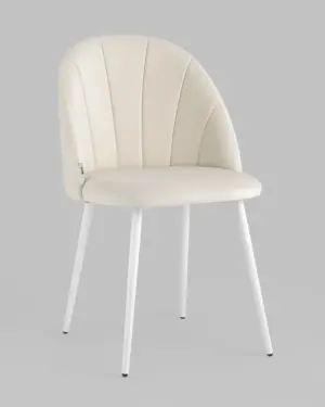 Стул Логан SN велюр молочный белые ножки