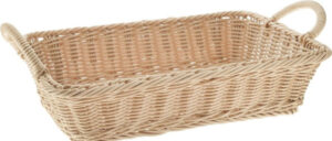 Корзина плетеная MGProf 440х340 мм, H 160 мм, с ручками, бежевая, полиротанг артикул