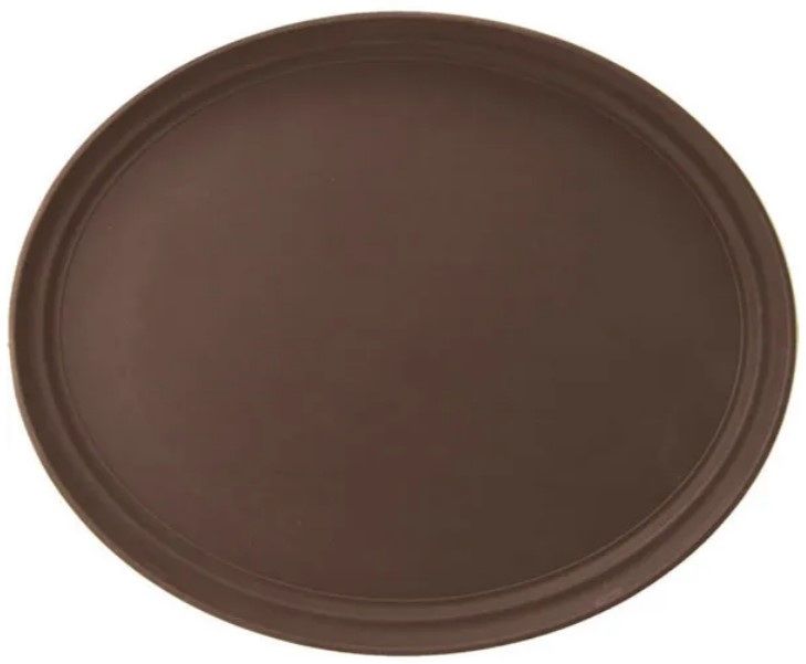 Поднос прорезиненный ProHotel 2900ct/sp/brown 735х600 мм, овальный, полипропилен, коричневый артикул 4080639