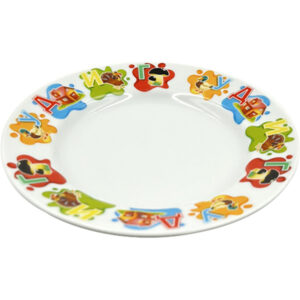 Тарелка мелкая Добрушский фарфоровый завод Алфавит D 175 мм, белый, разноцветный артикул 4С1579